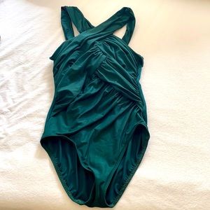 Dark green cross neck Miracle Suit size 10